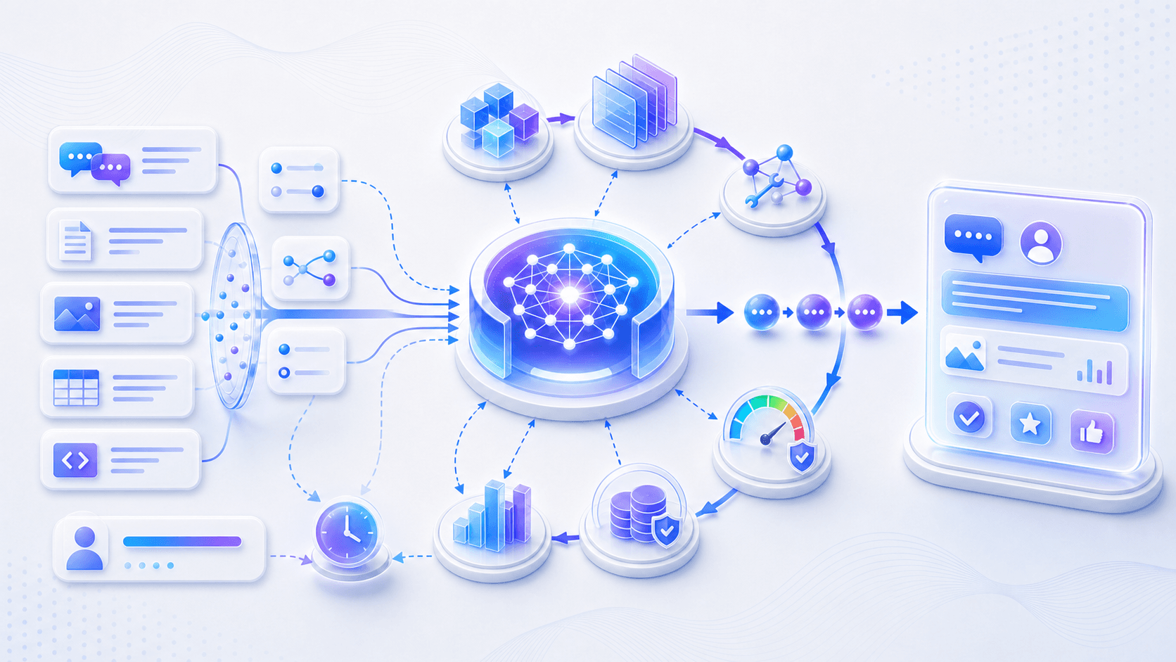 Product experience and engineering controls form a loop around model routing, context management, tool calls, cost guardrails, and observability