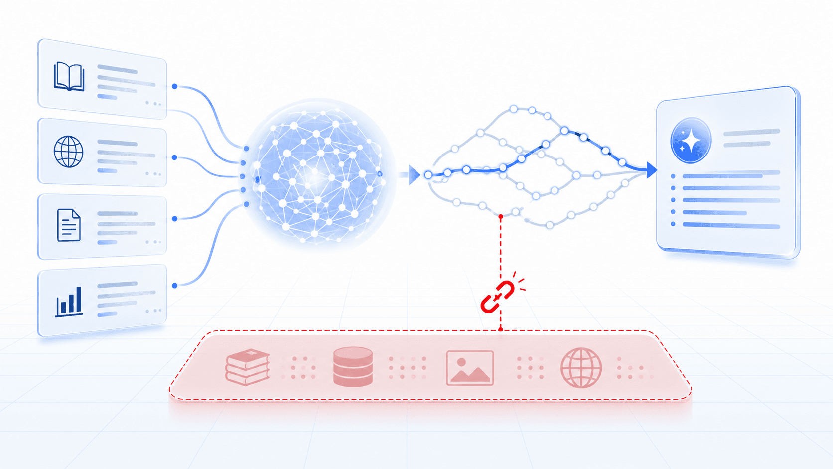 A model generating a fluent answer along a locally plausible token path without factual grounding