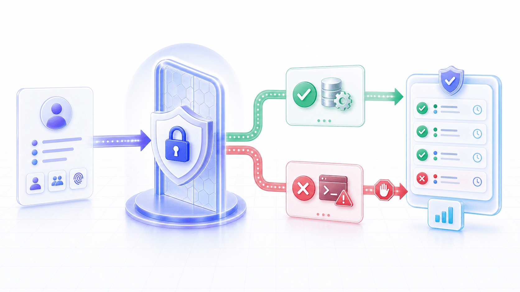 User identity, permission policy, allowed actions, blocked actions, and audit logs form the tool permission boundary