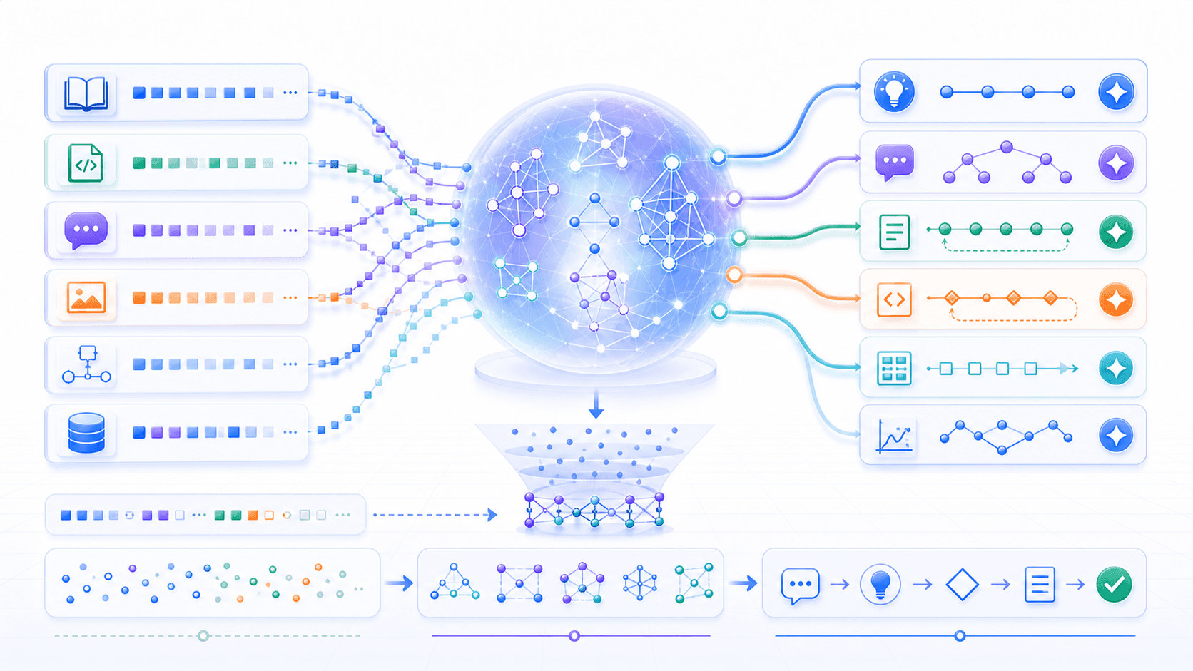Many language traces are compressed into reusable structure, making prediction look like understanding at the output layer