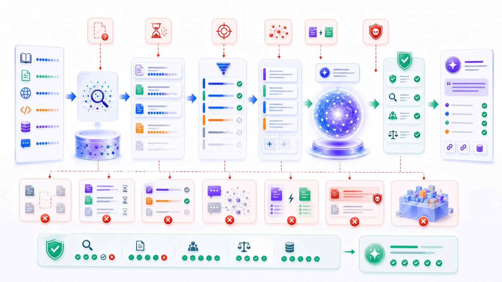 A RAG pipeline still contains retrieval, chunking, context contamination, and verification risks at multiple layers