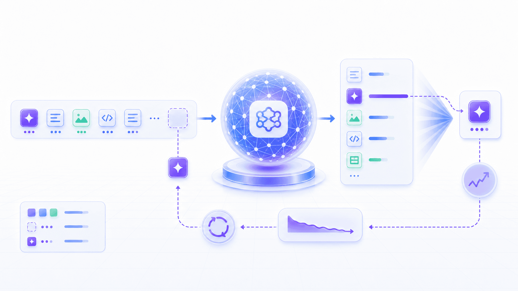 The model uses the true next token as the training target and updates parameters through prediction error feedback